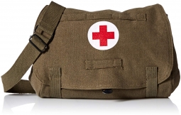 Retro Hungarian Shoulder Bag Red Cross Olive